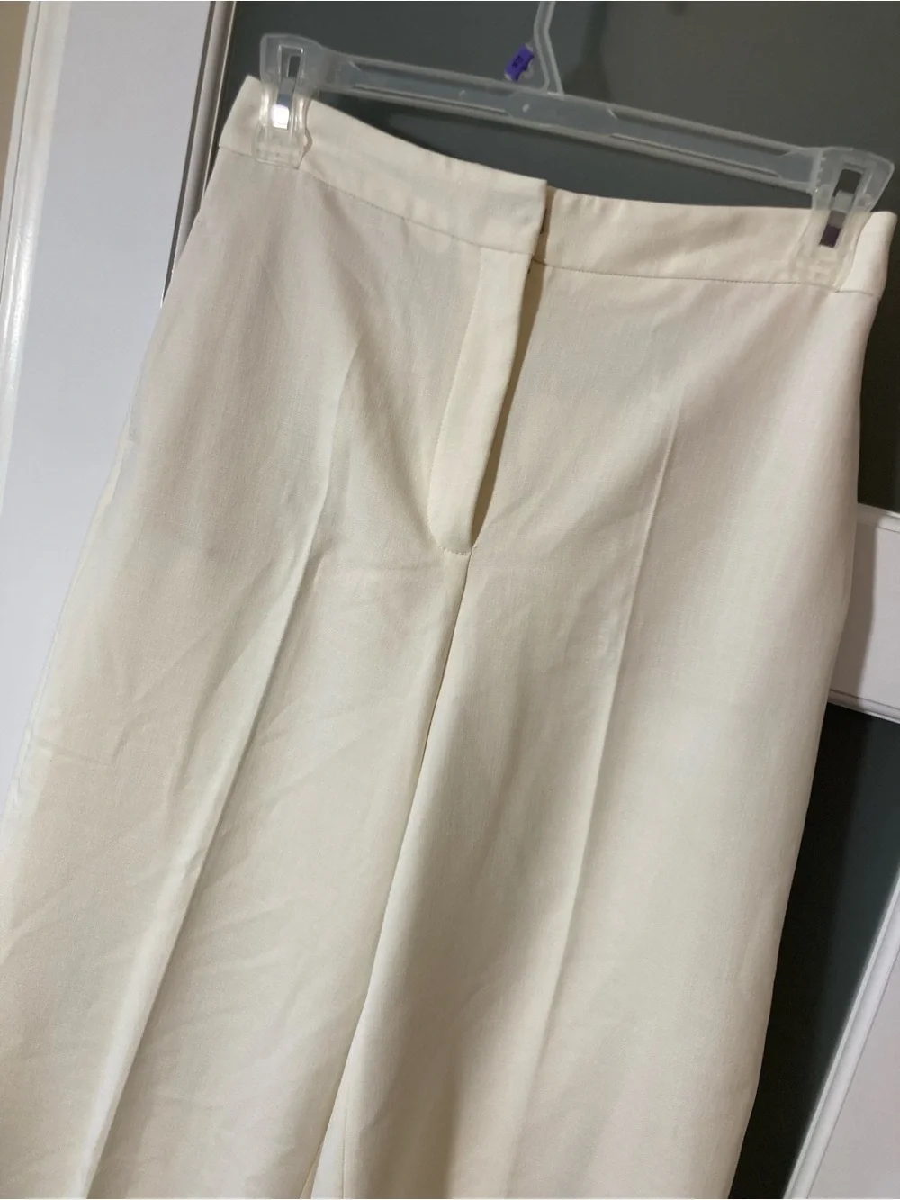 Zara Ecru CROPPED WIDE LEG PANTS - M - Polyester/Elastane Blend - NWT!